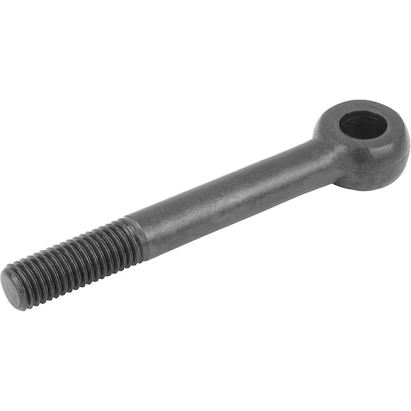 Eye Bolt Without Shoulder, M12, 107.5 mm Shank, 12 mm ID, Steel, Black oxide